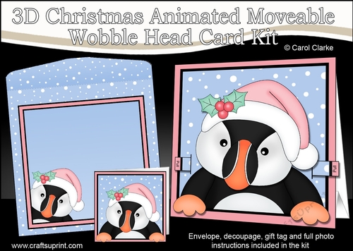 3D Christmas Animated Moveable Wobble Head Card  - Little Puffin Minnow