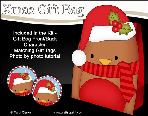 3D Christmas Bobbin Robin Gift Bag Mini Kit