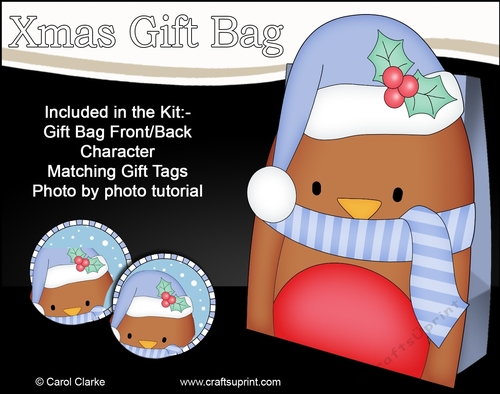 3D Christmas Bobbin Robin Gift Bag Mini Kit