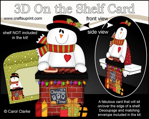3D On the Shelf Card Kit - Christmas Snowman Rio has a Festive Barbeque