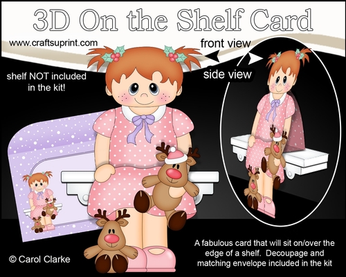 3D On the Shelf Card Kit - Christmas Cute Little Toddler with Little Rudy