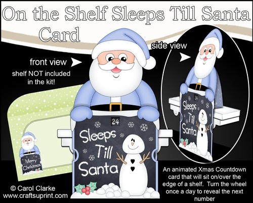 On the Shelf Sleeps Till Santa Card Kit - Christmas Santa Claus