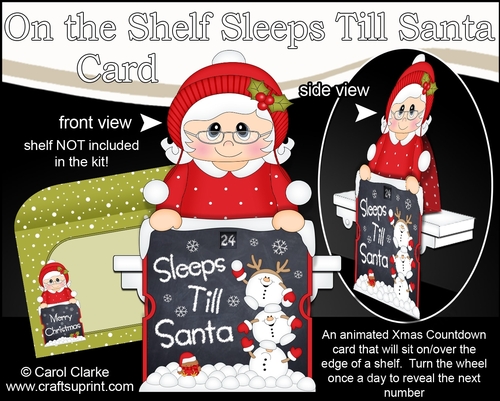 On the Shelf Sleeps Till Santa Card Kit - Christmas Mrs Claus