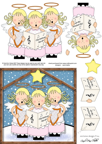 The Christmas Story The Angel Choir visit the stable quick card and 3D decoupage