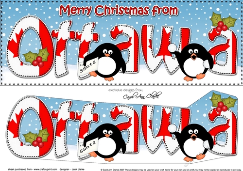 Large DL Merry Christmas from OTTAWA 3D decoupage 