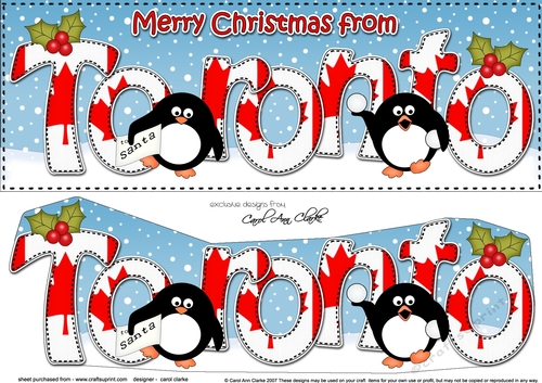 Large DL Merry Christmas from TORONTO 3D decoupage 