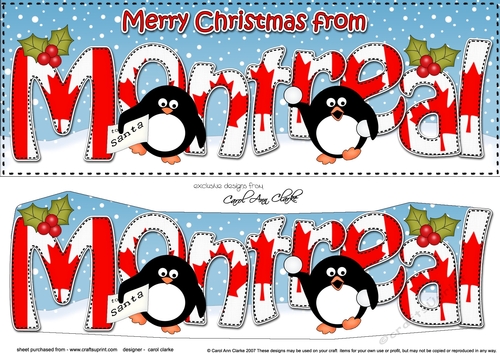 Large DL Merry Christmas from MONTREAL 3D decoupage 