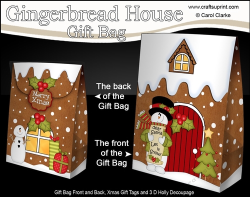 3D Christmas Snowman Rio has a List for Santa at the Gingerbread House Gift Bag Mini Kit
