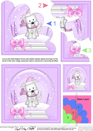 Christmas Snowglobe Jess Westie Dog is ready for Christmas Shell Edged Corner Stacker