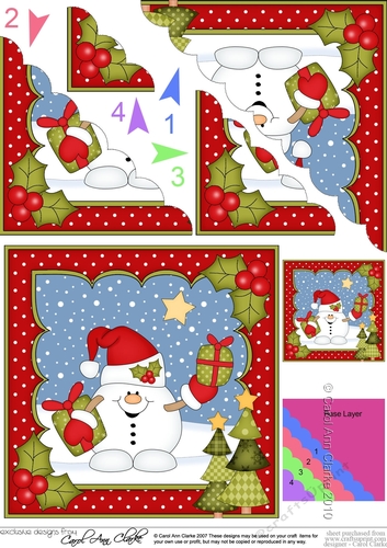 Christmas Snowball Sam brings the Christmas Presents Scallop Corner Topper
