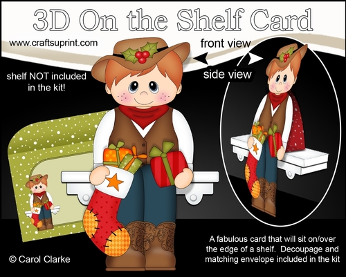 3D On the Shelf Card Kit - Christmas Line Dancer Buck is having fun at the Hoedown