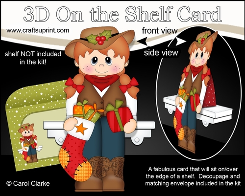 3D On the Shelf Card Kit - Christmas Line Dancer Jessie is having fun at the Hoedown