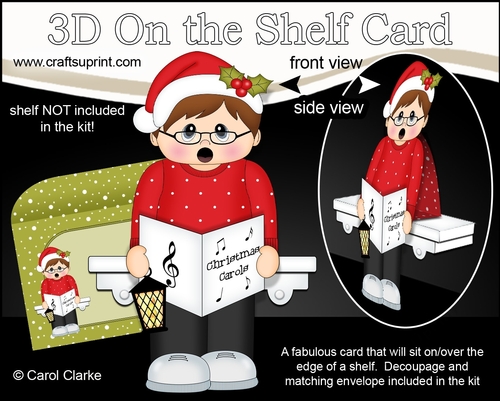 3D On the Shelf Card Kit - Little Christmas Teen Boy goes Carol Singing