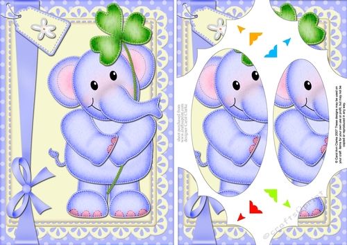 A5 Lola Elephant has a Good Luck Clover Scallop Corners and Pyramage