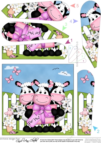 Milly Moo Cow and Friends have a Present for You Fan Pyramage Topper