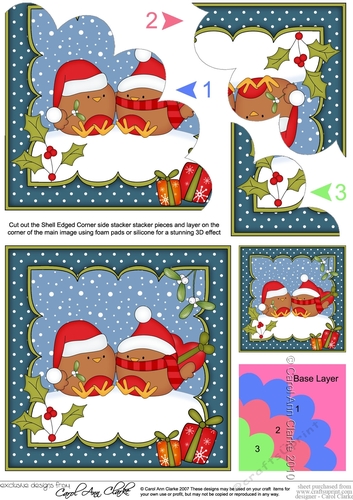 Christmas Bobbin Robins are in Love Shell Edged Corner Stacker