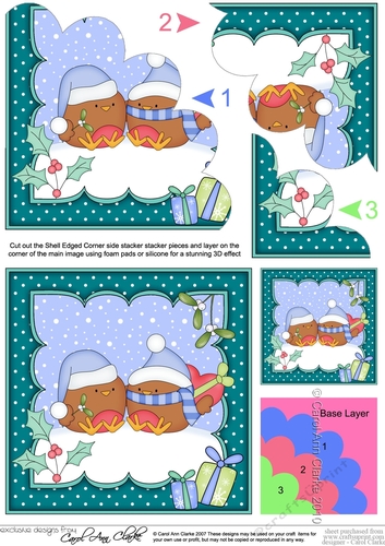 Christmas Bobbin Robins are in Love Shell Edged Corner Stacker