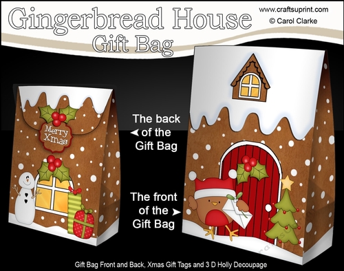 3D Christmas Bobbin Robin delivers a Christmas Card to the Gingerbread House Gift Bag Mini Kit