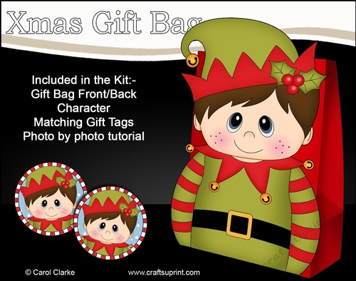 3D Christmas Little Boy Elf Gift Bag Mini Kit