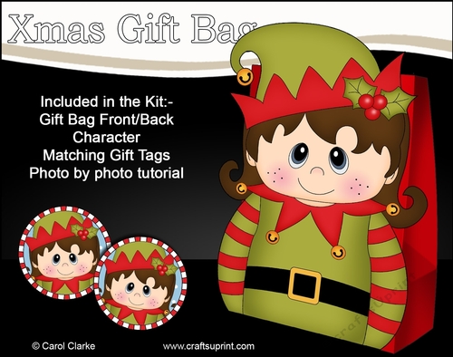 3D Christmas Little Girl Elf Gift Bag Mini Kit
