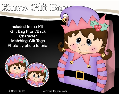 3D Christmas Little Girl Elf Gift Bag Mini Kit