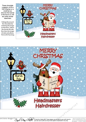 Merry Christmas Chocolate Wrapper HEADMASTERS HAIRDRESSER
