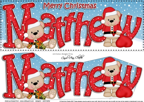 Large DL Merry Christmas MATTHEW 3D decoupage 