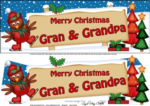 Large DL Merry Christmas GRAN & GRANDPA 3D decoupage 