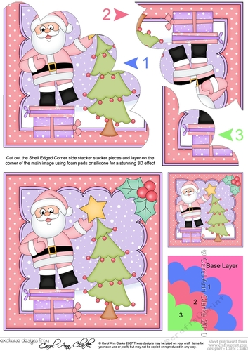 Christmas Santa puts the Star on the Christmas Tree Shell Edged Corner Side Stacker
