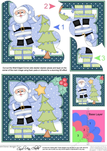 Christmas Santa puts the Star on the Christmas Tree Shell Edged Corner Side Stacker