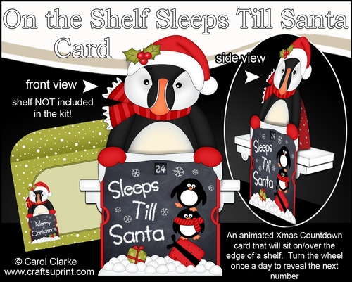 On the Shelf Sleeps Till Santa Card Kit - Cute Little Christmas Pilchard Puffin