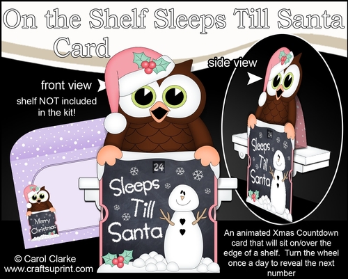 On the Shelf Sleeps Till Santa Card Kit - Christmas Little Hoot Owl