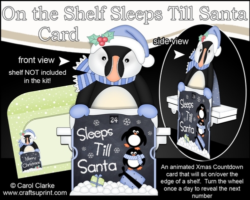 On the Shelf Sleeps Till Santa Card Kit - Cute Little Christmas Pilchard Puffin