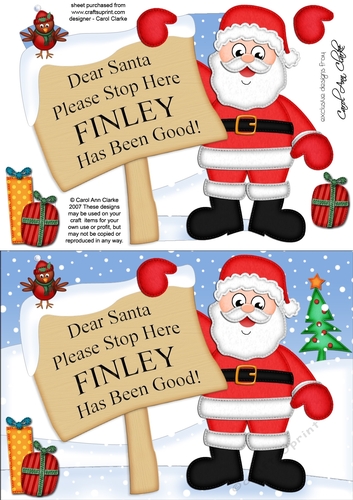 A5 Christmas Santa FINLEY Has Been Good 3D decoupage 
