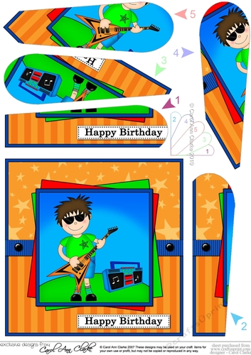 Boyz Birthday Jaz the Rock Star Fan Pyramage Topper