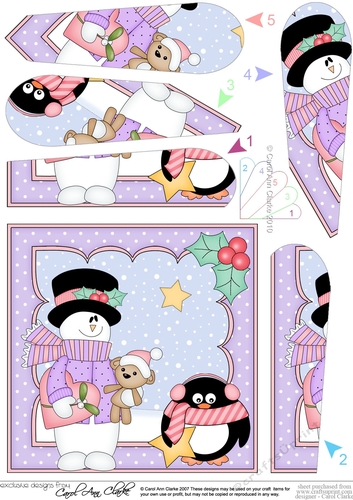 Christmas Snowman Rio goes to visit Penguin Pip Fan Pyramage Topper