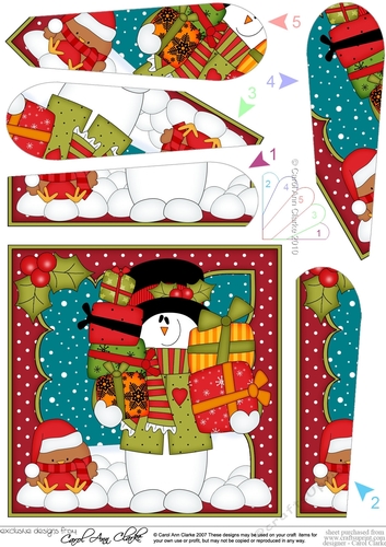 Christmas Snowman Rio delivers the Presents Fan Pyramage Topper