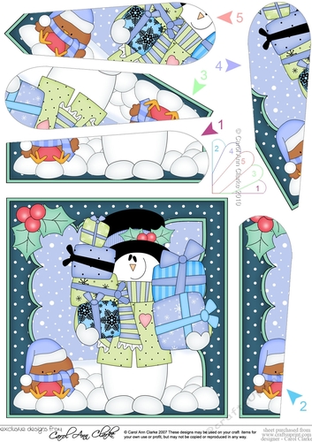 Christmas Snowman Rio delivers the Presents Fan Pyramage Topper
