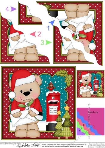 Christmas Livvy Bear posts a Letter to Santa Wavy Corner side stacker Topper