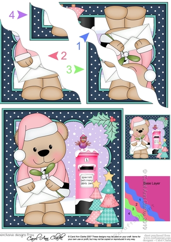 Christmas Livvy Bear posts a Letter to Santa Wavy Corner side stacker Topper