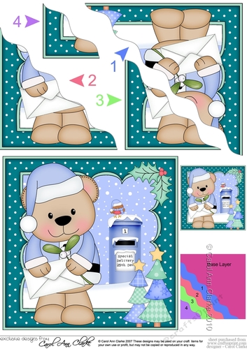 Christmas Austin Bear posts a Letter to Santa Wavy Corner side stacker Topper