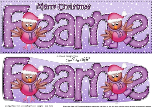 Large DL Merry Christmas FEARNE 3D decoupage 