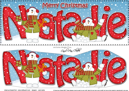 Large DL Merry Christmas NATALIE 3D decoupage 
