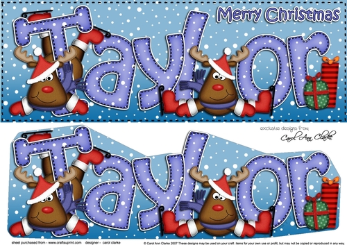 Large DL Merry Christmas TAYLOR 3D decoupage 