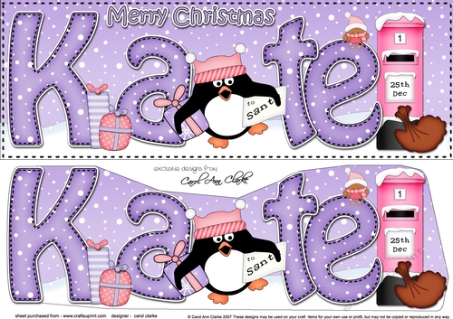Large DL Merry Christmas KATE 3D decoupage 