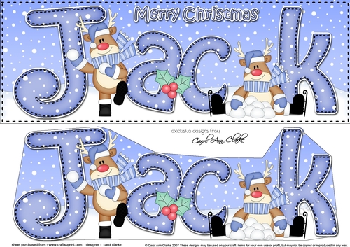 Large DL Merry Christmas JACK 3D decoupage 