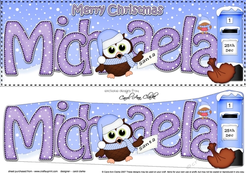 Large DL Merry Christmas MICHAELA 3D decoupage 