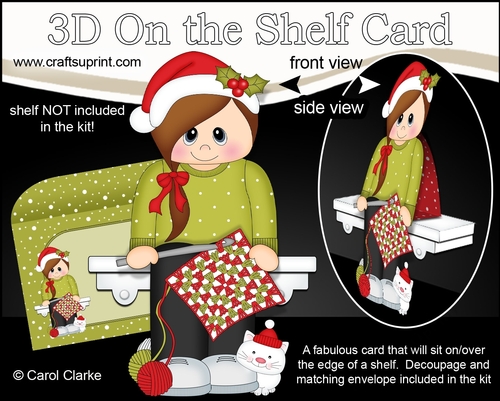 3D On the Shelf Card Kit -  Little Christmas Crochet Teen Girl