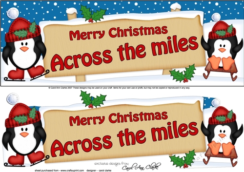 large DL Christmas ACROSS THE MILES Penguins Signpost with Easicut 3d decoupage