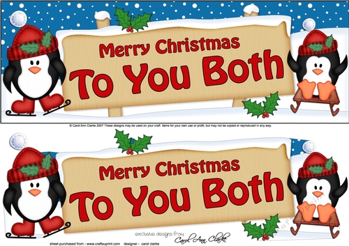 large DL Christmas TO YOU BOTH Penguins Signpost with Easicut 3d decoupage